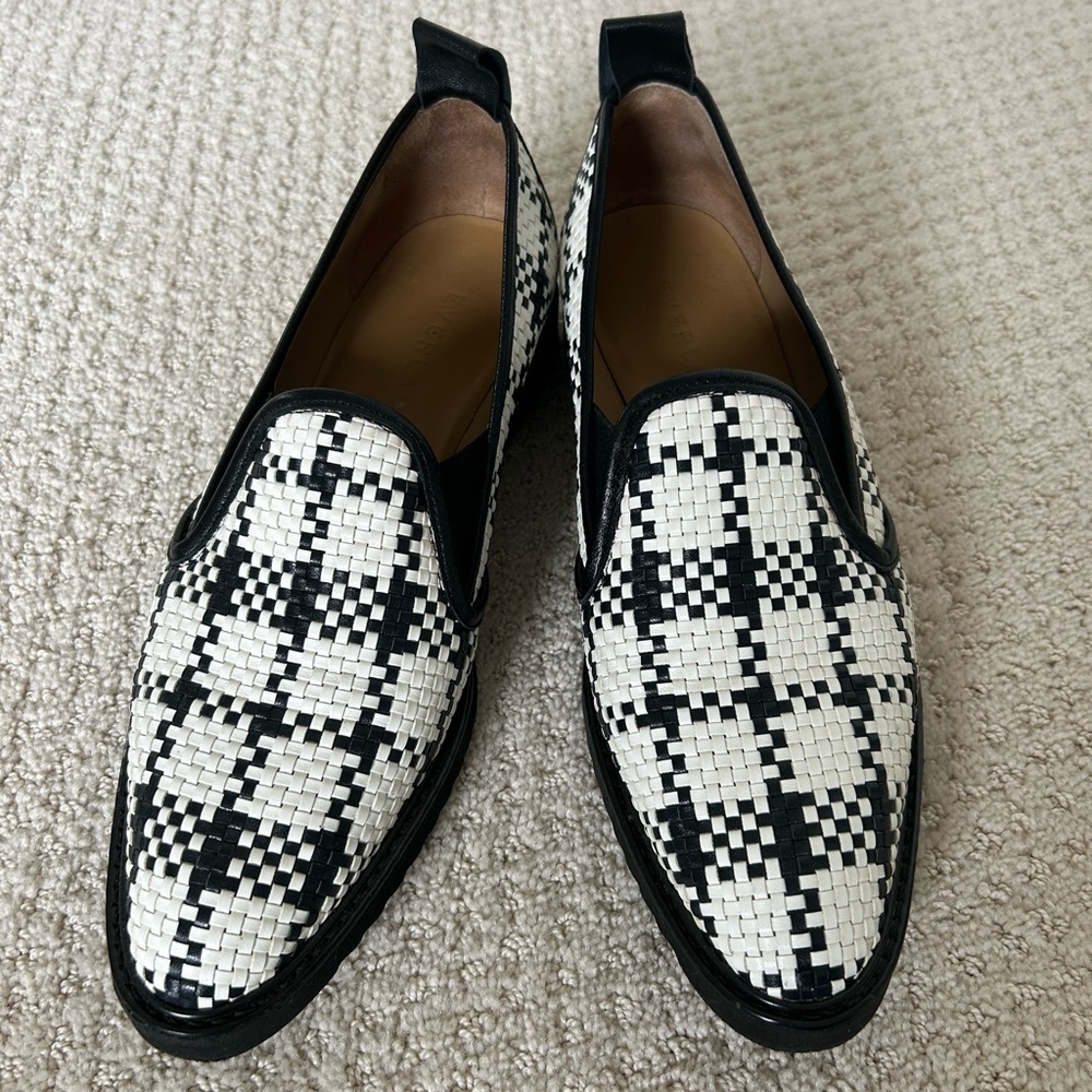 Everlane- Black and White Woven Loafers